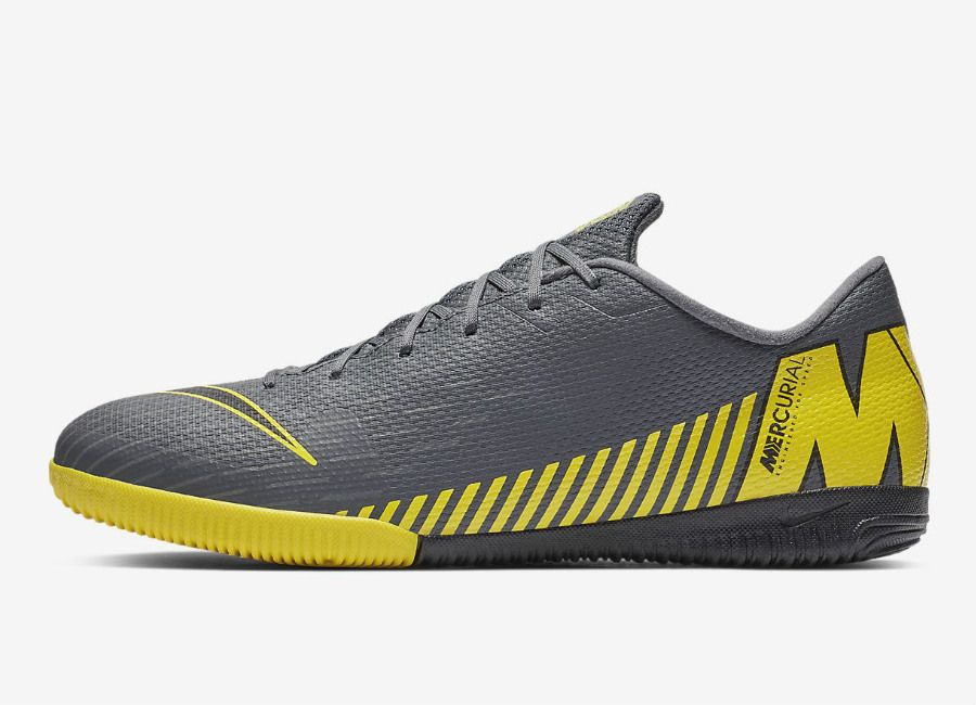 Nike VaporX 12 Academy IC - Dark Grey / Opti Yellow / Black #futsal #nikefootball #nikesoccer