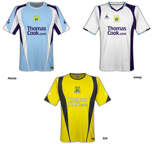 Manchester City Le Coq Sportif Fantasy home, away and 3rd kits