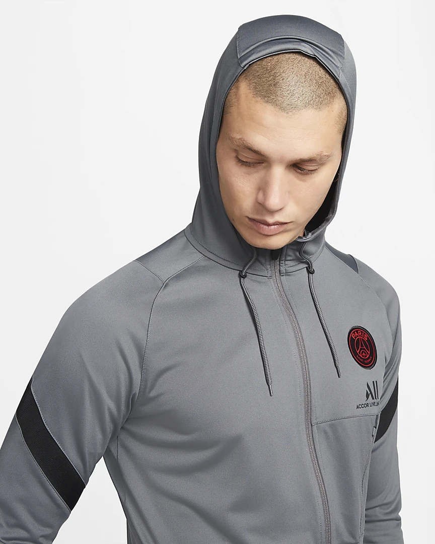 Paris Saint-Germain 21/22 Strike Dri-FIT Knit Football Tracksuit - Dark Grey / Black / Siren Red