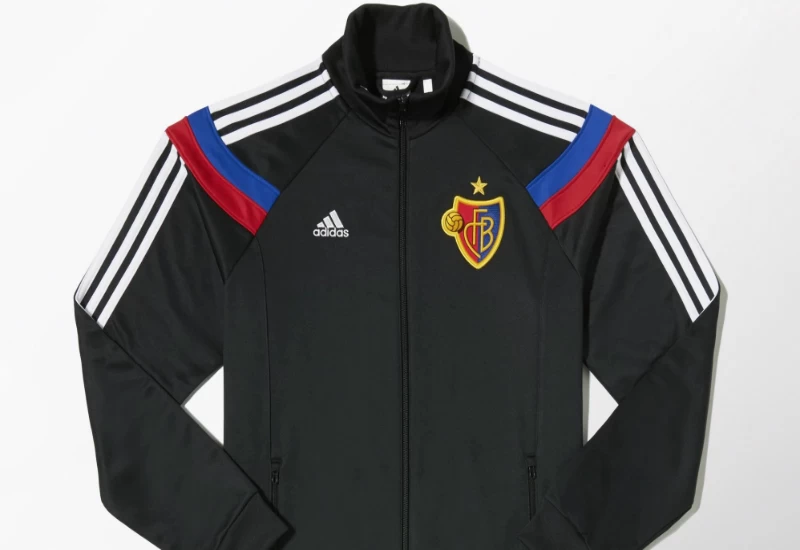 Adidas FC Basel Anthem Jacket - Black / White / Bold Blue / Bold Red