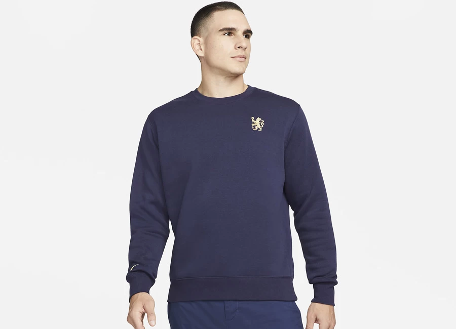 Chelsea Fleece Crew Sweatshirt - Blackened Blue / Jersey Gold