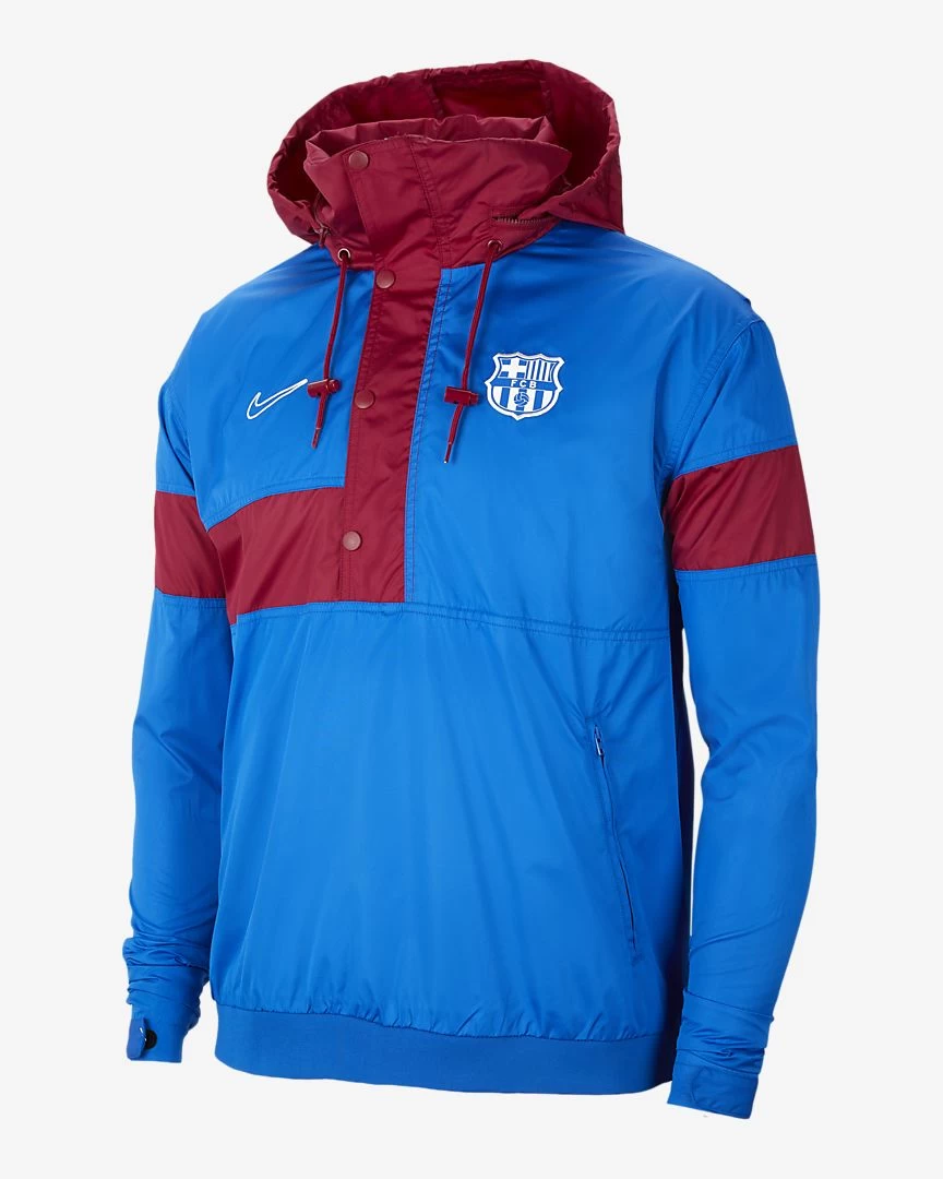 F.C. Barcelona Football Anorak Jacket - Soar / Noble Red / Pale Ivory