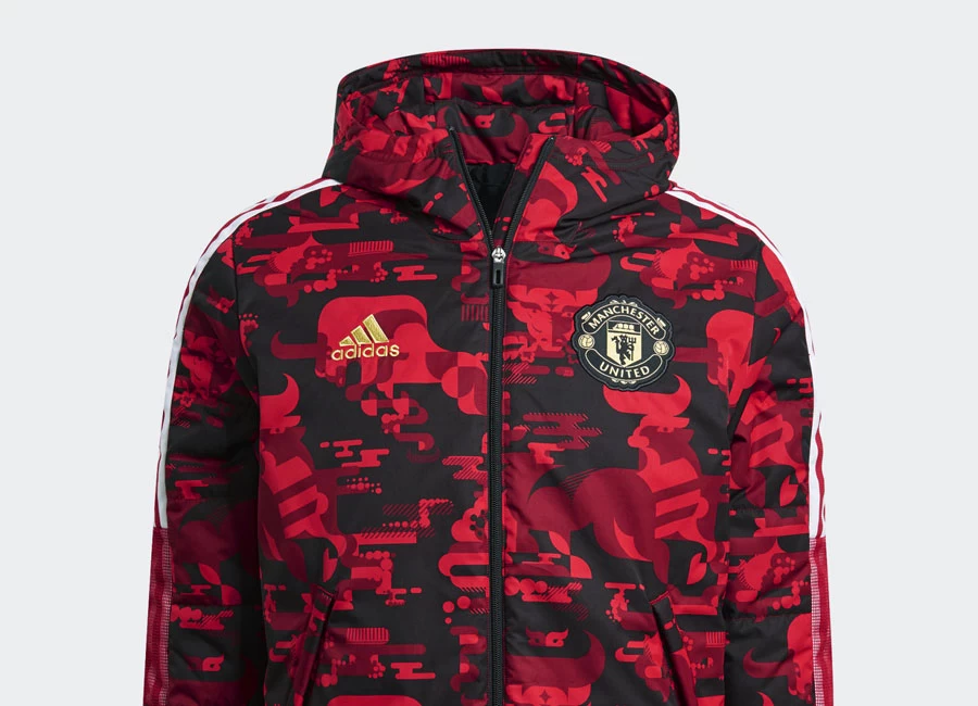 Manchester United CNY Adidas Padded Jacket - Real Red / Black #mufc #ManchesterUnited #adidasfootball