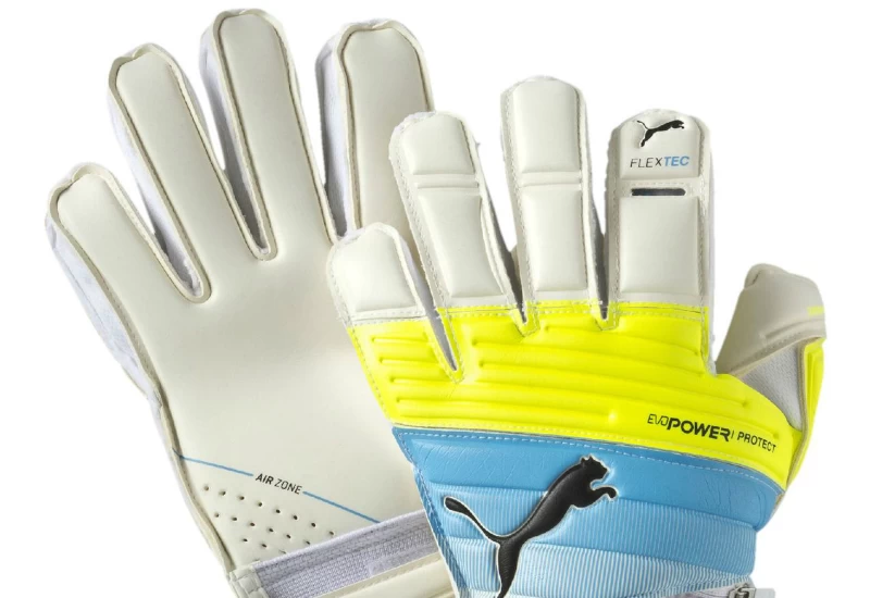 Puma Evopower Protect 1.3 Football Goalie’s Gloves - White / Atomic Blue / Safety Yellow