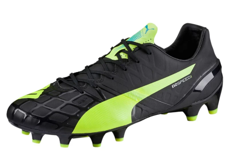 Puma Evospeed 1.4 FG Football Boots - Black / Safety Yellow / White