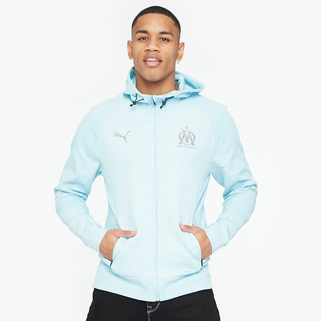 Olympique Marseille 21/22 Casuals Hoody Jacket - Blue Glow / Puma Aged Silver