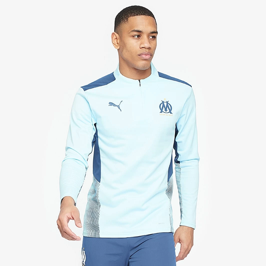 Olympique Marseille 21/22 Training Drill Top - Blue Glow / Dark Denim